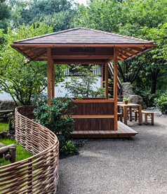 Pavillon der Gastronomie Tao-Garten im Tierpark Hellabrunn